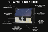 Pack of 6 LED Solar Powered Security Light - PIR Motion Sensor, IP65